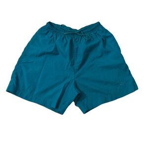 Vintage 90s Nike Shorts Mens Medium Blue Nylon Summer Embroidered Logo Y2K Retro